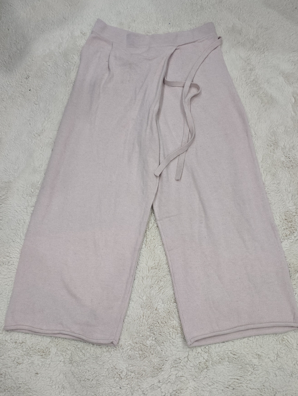 Soft Wide-Leg Knit Pants - Light Pink